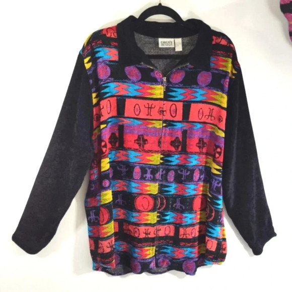 Chicos Jacket Southwestern SW Geometric Zip Up Colorful - Picture 1 of 15